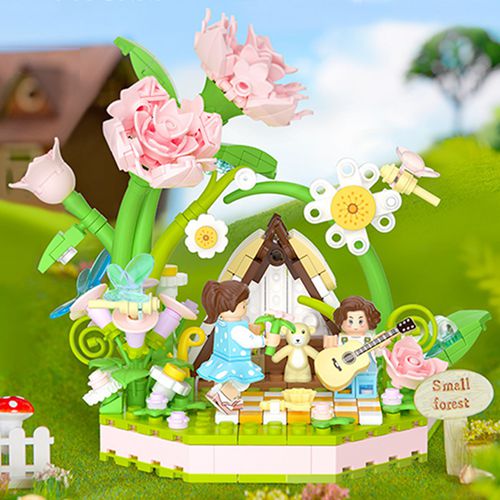 Four Seasons Childrens Educational Assembled Toys Micro-particle Assembled Building Blocks Streetscape Desktop Ornaments Blocks