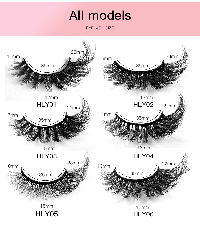 (HLY01) Eyelashes Thick Curly Fake Eyelashes Natural Mink Cils Makeup Cat Eye Lashes Messy Dramatic Winged Foxy Fluffy Faux 10 Pairs Set