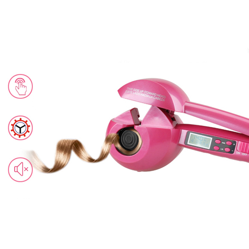 (Black) Hair Curler Curling Iron Wand Automatic Ceramic Roller for Women Wave DIY Gift for Her