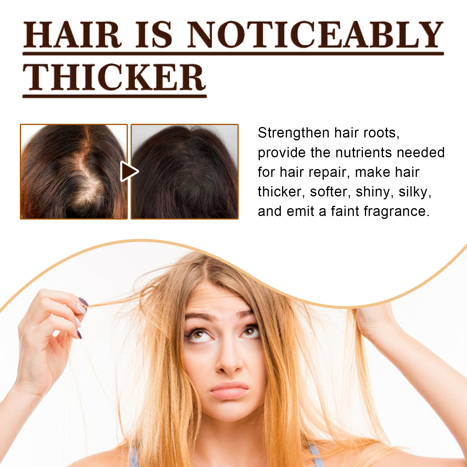 Hair Essence Rice Dense Hair Spray Hair Fast Growth Serum Snti-Hair Loss Seborrheic Hair Loss Repair Deep Care Hair Texture Man Woman 50ml