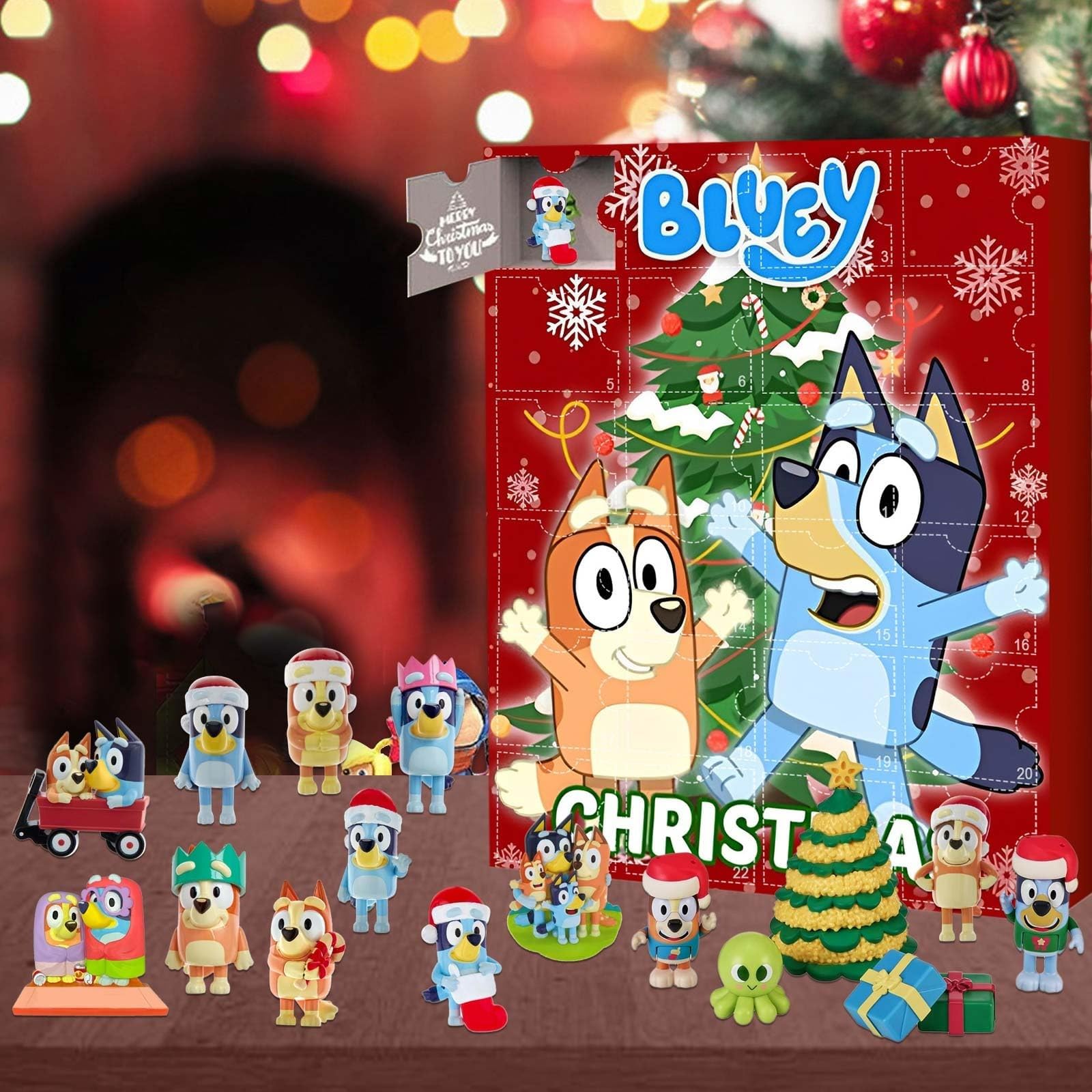 Christmas Countdown Advent Calendars Blind Box Contains 24Pcs Bluey Bingo Doll Surprise Toy Cartoon Mini Action Figures Gifts for Kids