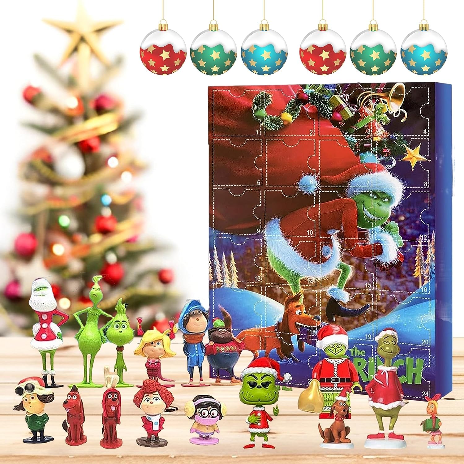 Christmas Advent Calendar 24 Days of Christmas Countdown Calendar 24PCS Grinch Elf Figures Doll Xmas Vacation Stocking Stuffer Idea Gifts for Kids