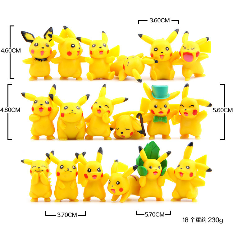 Pokemon Pikachu Anime Action Figure PVC Toys Collection Model Dolls for Children Christmas Gifts 18pcs Set