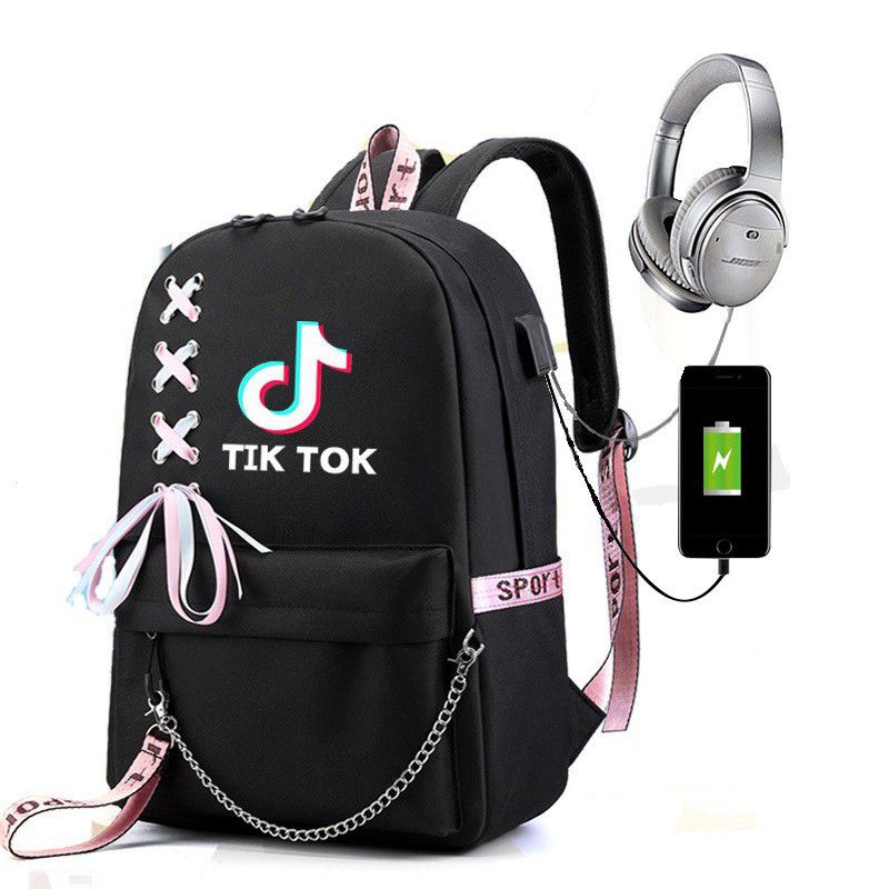 (X Pattern & Logo) TikTok Backpack | School Rucksack
