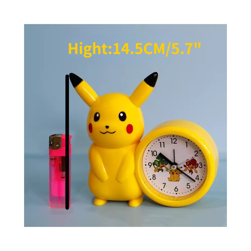 Pokemon Pikachu Figure Anime Cartoon Toys Alarm Clock Kawaii Model Birthday Gifts for Student Kids