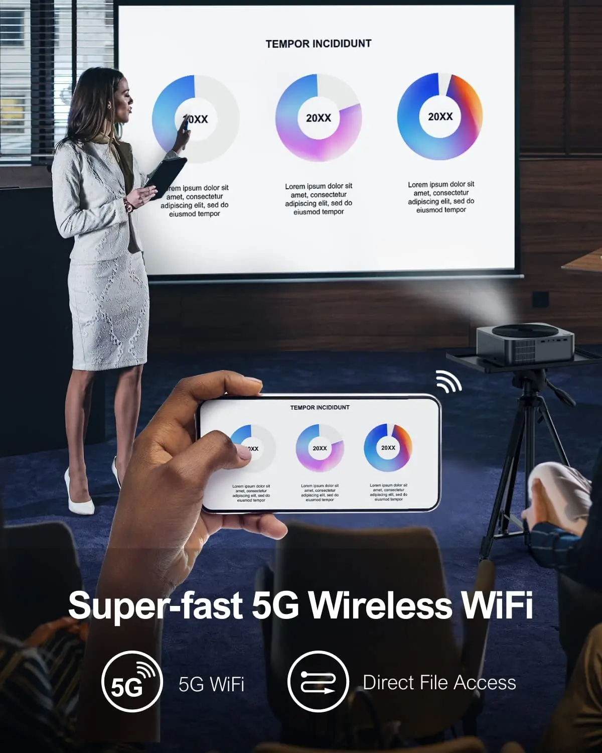 Full HD 1080P Projector 5G WiFi LED 4K Video Movie Smart Projector PK DLP Home Theater Cinema Bluetooth Projectors