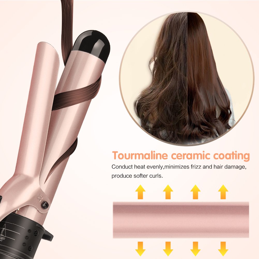 5 in 1 Curling Tongs Curling Iron with PTC Ceramic Barrels and Heat Insulated Tip Heat Resistant Glove Hair Styling Tool