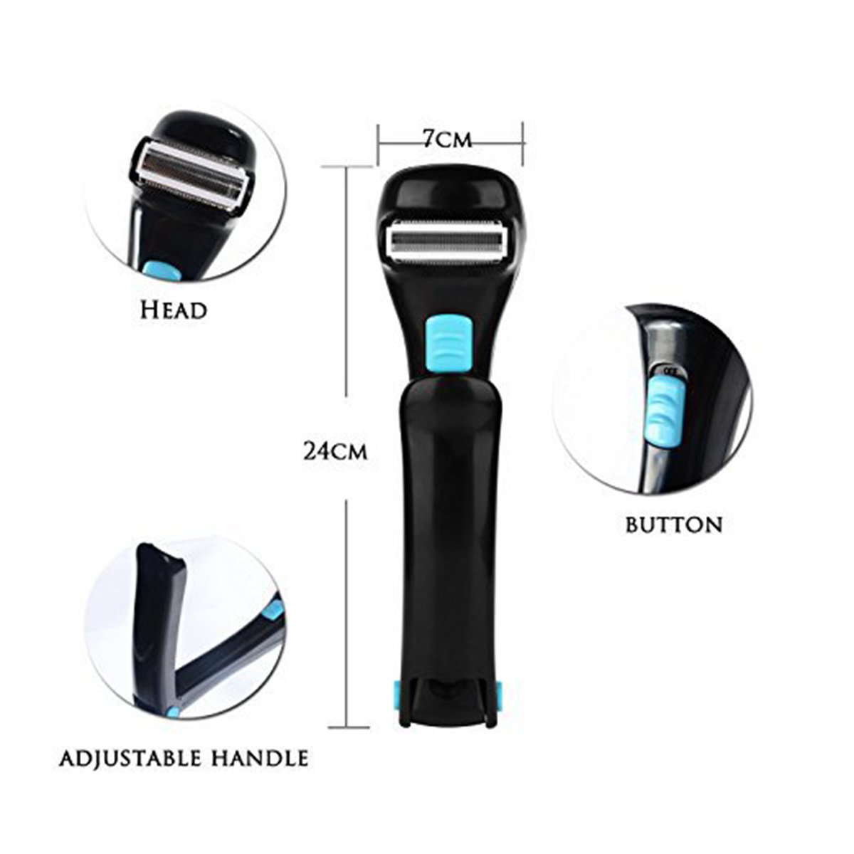 Folding Electric Back Shaver Portable Grooming Tool for Men