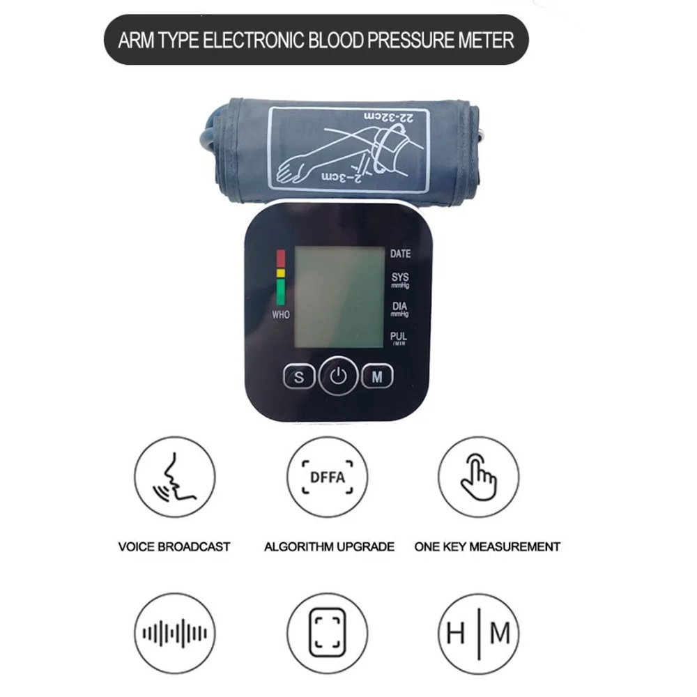 (White) Blood Pressure Monitors Manual Blood Pressure Kit Digital Upper Arm Blood Pressure Machine for Home Use Heart Rate Monitor BP Cuff Kit