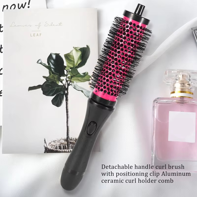6pcs 3 Sizes Detachable Handle Hair Roller Brush with Clips Curler