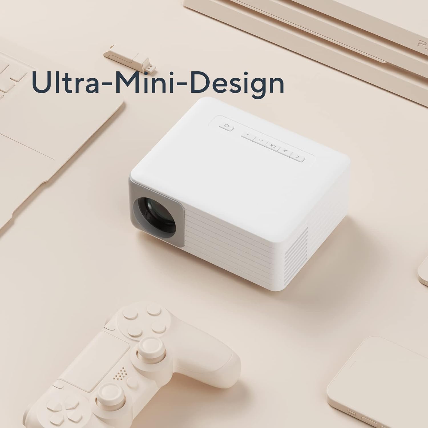 Mini Projector with WiFi Bluetooth Portable Projector Full HD 1080P Support with Tripod Phone Projector for Home Theater Video Projector Compatible with iOS Android HDMI USB Fire Stick PS5