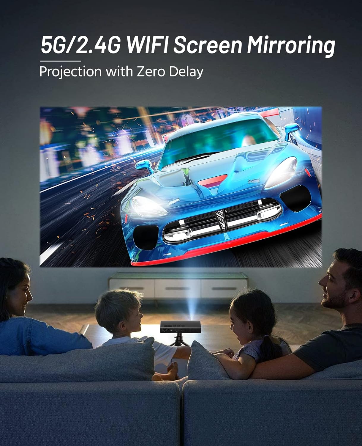 Projector Mini Projector Supported 5G WiFi with Bluetooth 500 ANSI DLP Portable Projector Rechargeable Phone Projector for Travel Compatible with iOS Android TV Stick