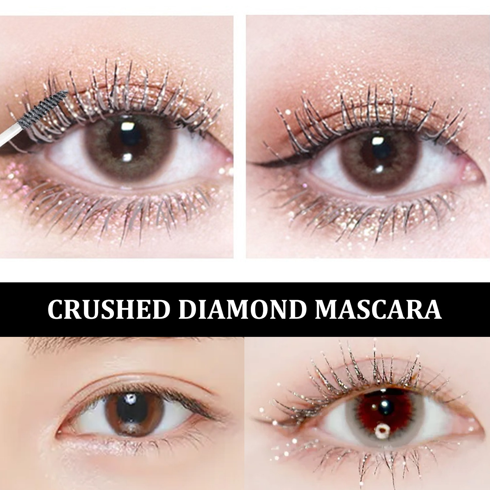 (1pc Mascara) Diamond Glitter Mascara Quick Dry Long Lasting Waterproof Curling Thick Shiny Eyelash Sexy Mascara Stereotyping Shining Beauty Makeup  Cosmetics Tool UK