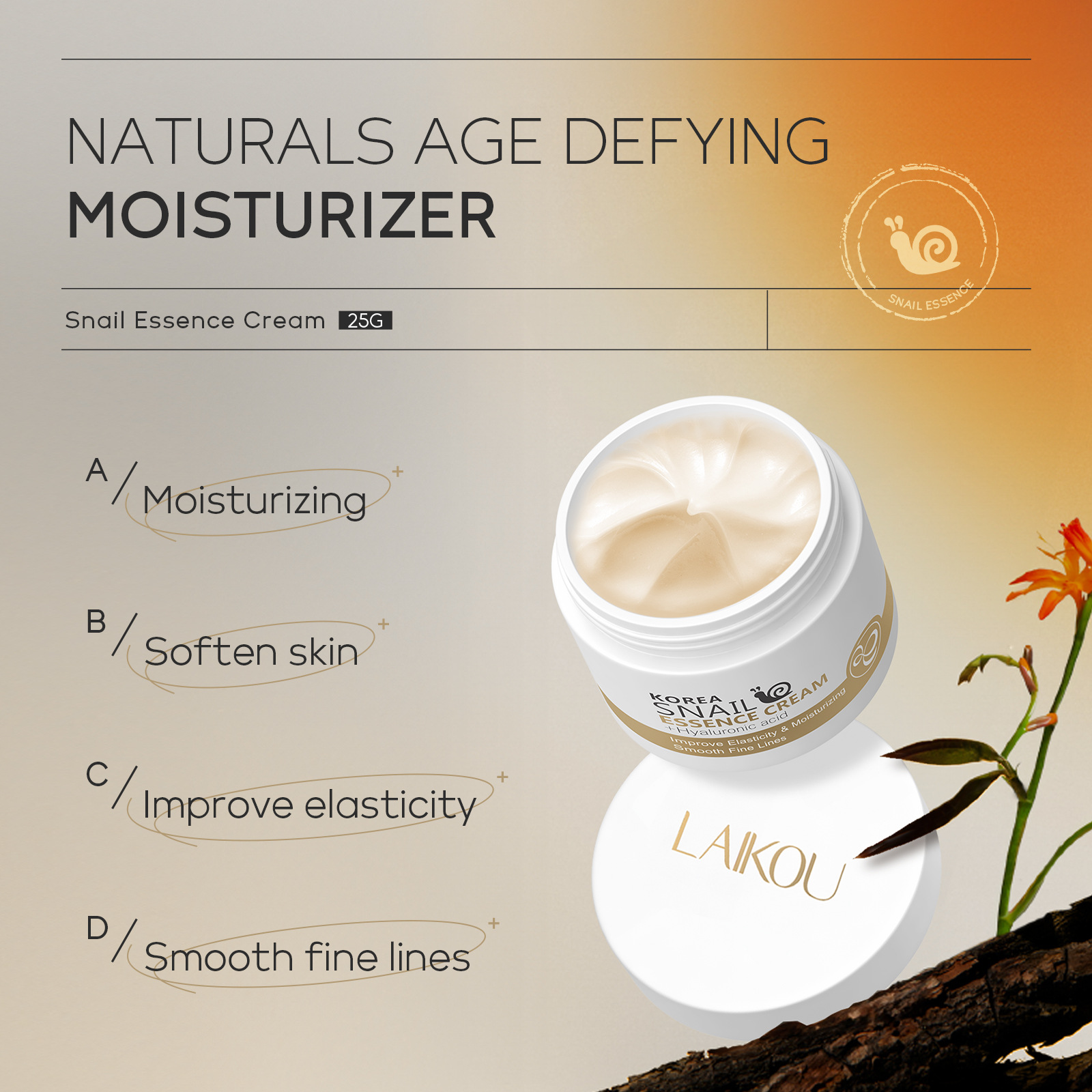 Snail Anti Aging Cream Essence Collagen Face Moisturizer Nourish Repair Face Damaged Lift Firm Smooth Bright Whitening Skin Care Product Day Cream 25g