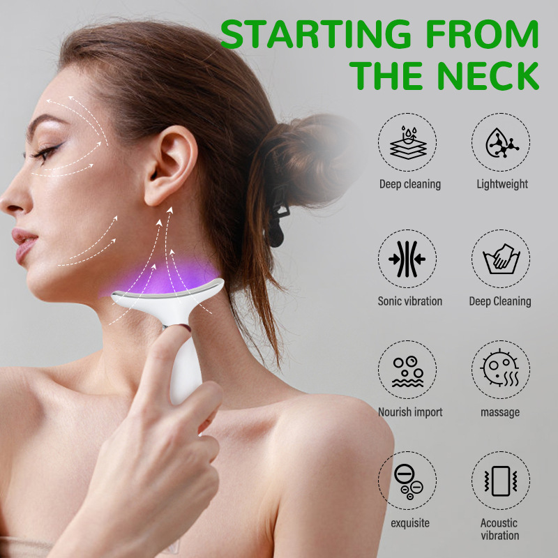 EMS Neck Face Lifting Beauty Device Neck Massager 7 Colors Multi Functional Beauty Instrument Wrinkles Removal Portable Facial Lift Skincare Machine