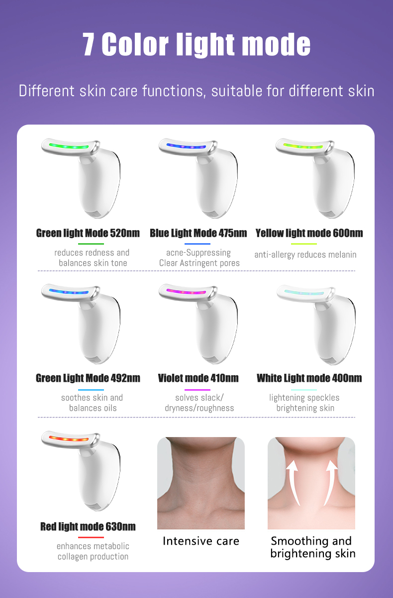 7 Color LED Led Light Therapy Neck Beauty Instrument Fade Neck Lines Nasolabial Beauty Massager Double Chin Remove Skin Rejuvenation V Face Lifting