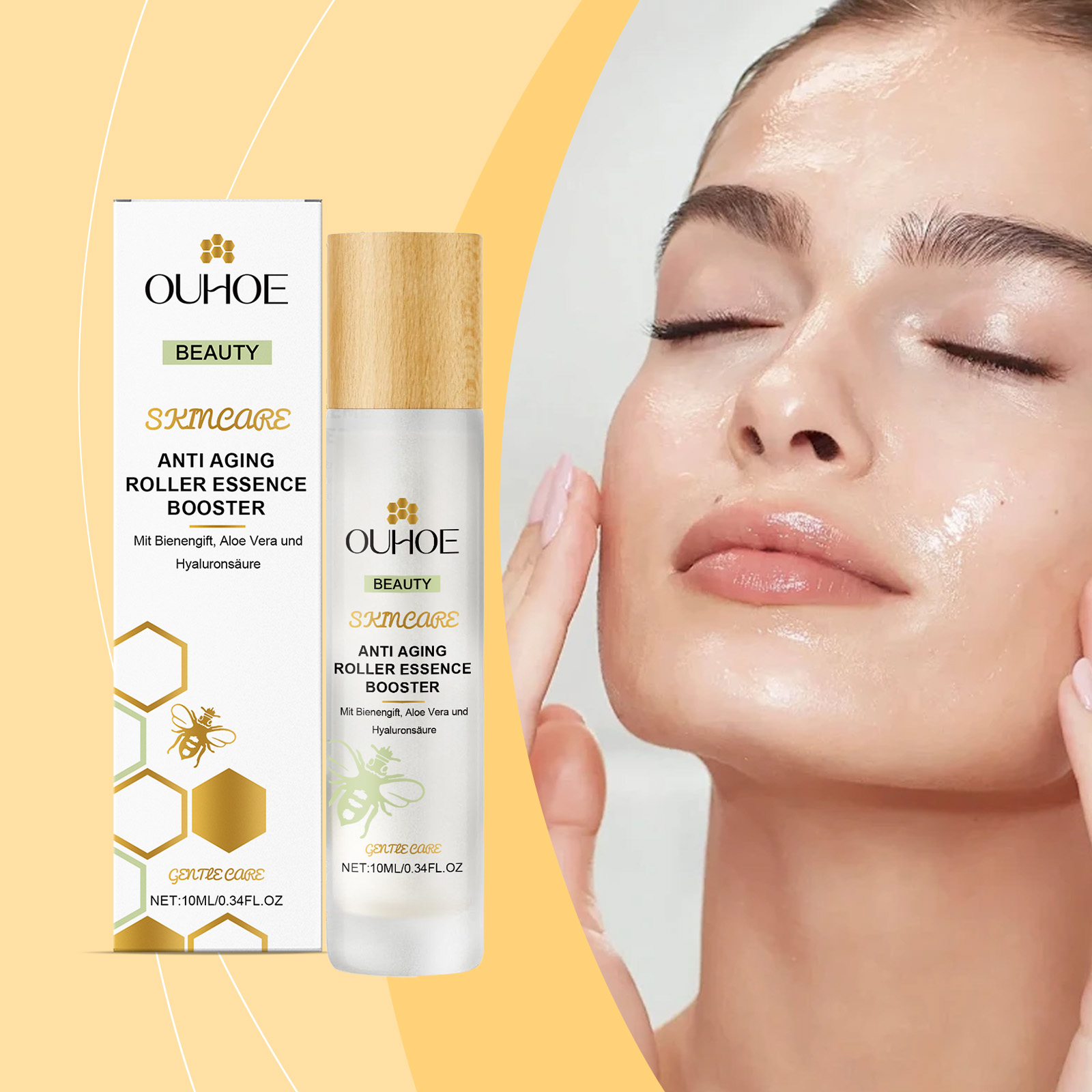 Hyaluronic Acid Facial Night Roller Essence Gently Nourishes Moisturizes Skin Care Anti-Aging Facial Essence for All Skin Types ﻿