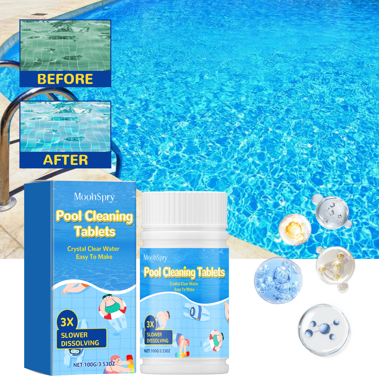 Pool Winterizing Cleaner Fast Acting Water Clarifier Flocculant Prevent Turbidity Odor Eliminator Perfect for Family Pools ﻿