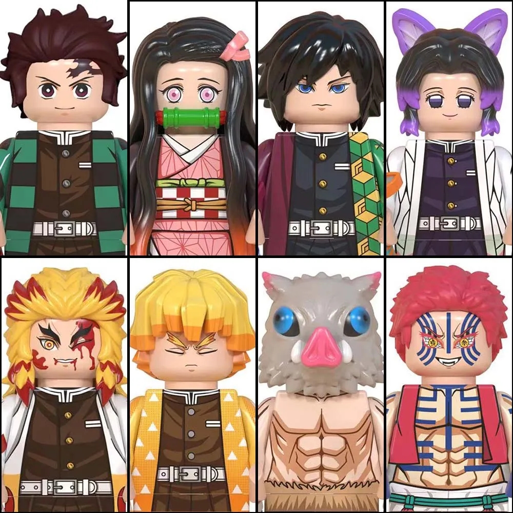 (8 PCS D) Anime Cartoon Blind Box Education Collection Building Blocks Action Figures Puzzle Model Toy Ornament Bricks