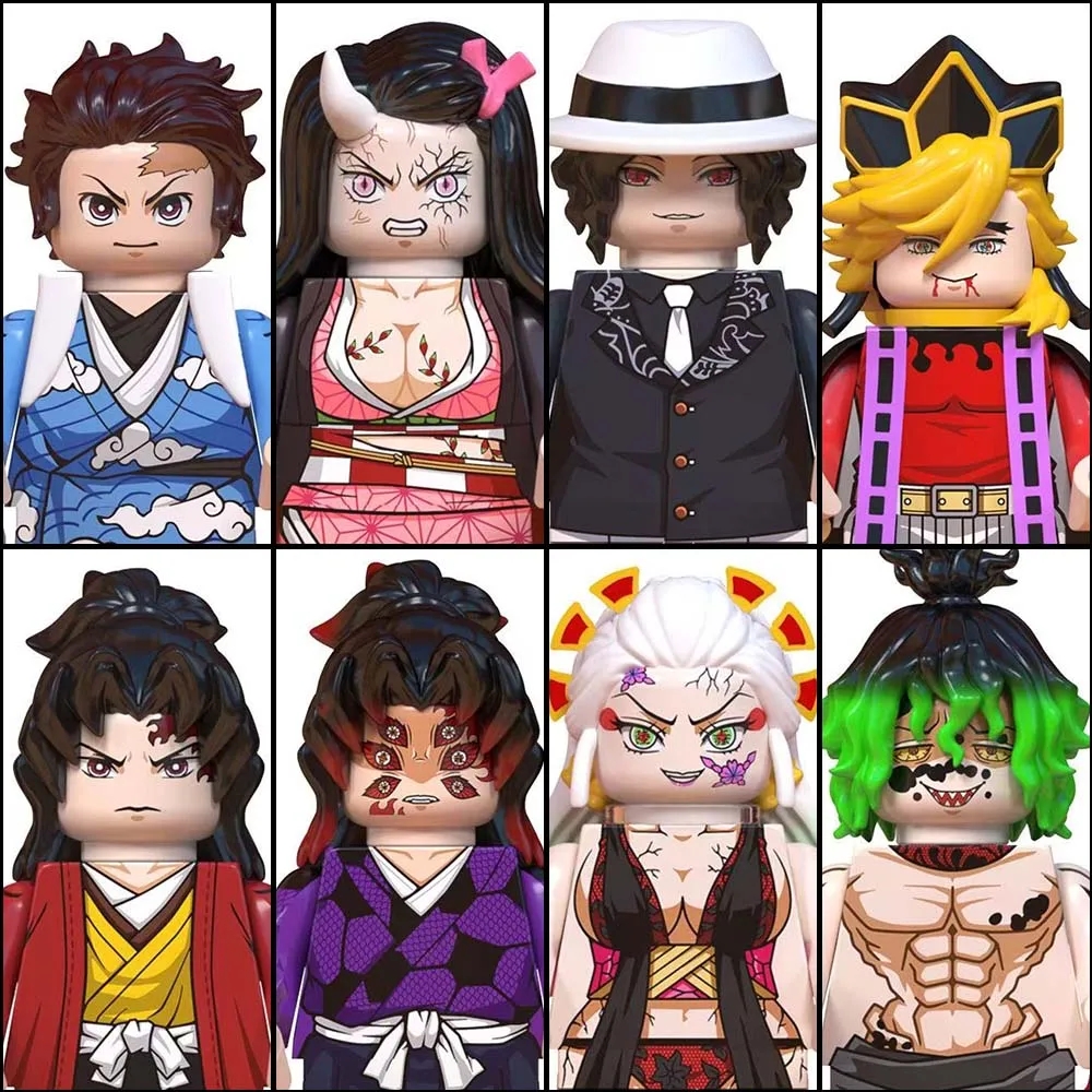 (8 PCS D) Anime Cartoon Blind Box Education Collection Building Blocks Action Figures Puzzle Model Toy Ornament Bricks
