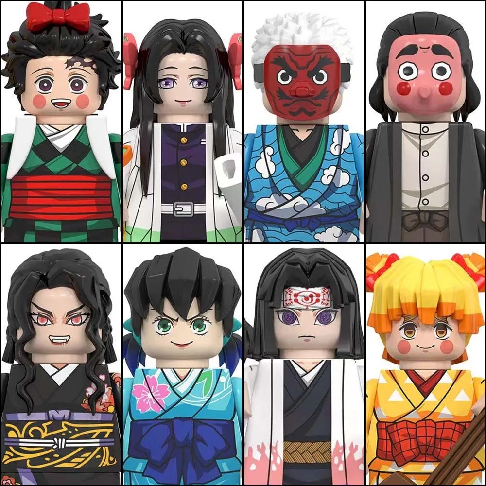 (8 PCS D) Anime Cartoon Blind Box Education Collection Building Blocks Action Figures Puzzle Model Toy Ornament Bricks