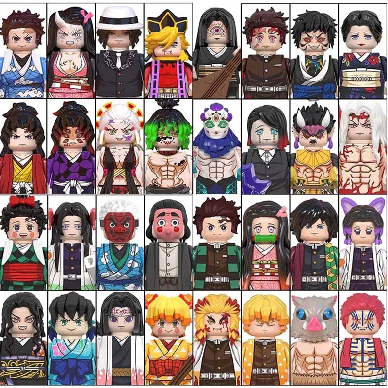 (8 PCS D) Anime Cartoon Blind Box Education Collection Building Blocks Action Figures Puzzle Model Toy Ornament Bricks