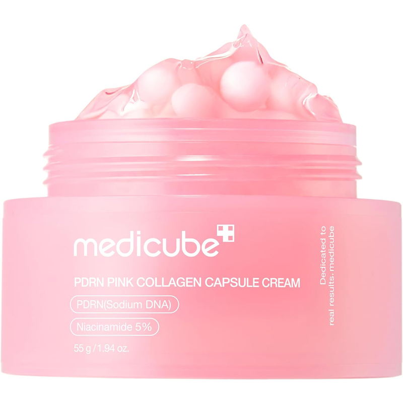 medicube Salmon DNA PDRN Pink Capsule Cream Niacinamide Collagen Face Moisturiser Lightweight Cream Uneven Skin Tone Glow Hydration Korean Skin Care 55g
