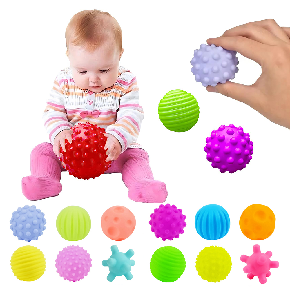 (Macarone POP) Textured Multi Ball Set Develop baby Tactile Senses Toy Baby Touch Hand Ball Toys Children Training Ball Massage Soft Balls
