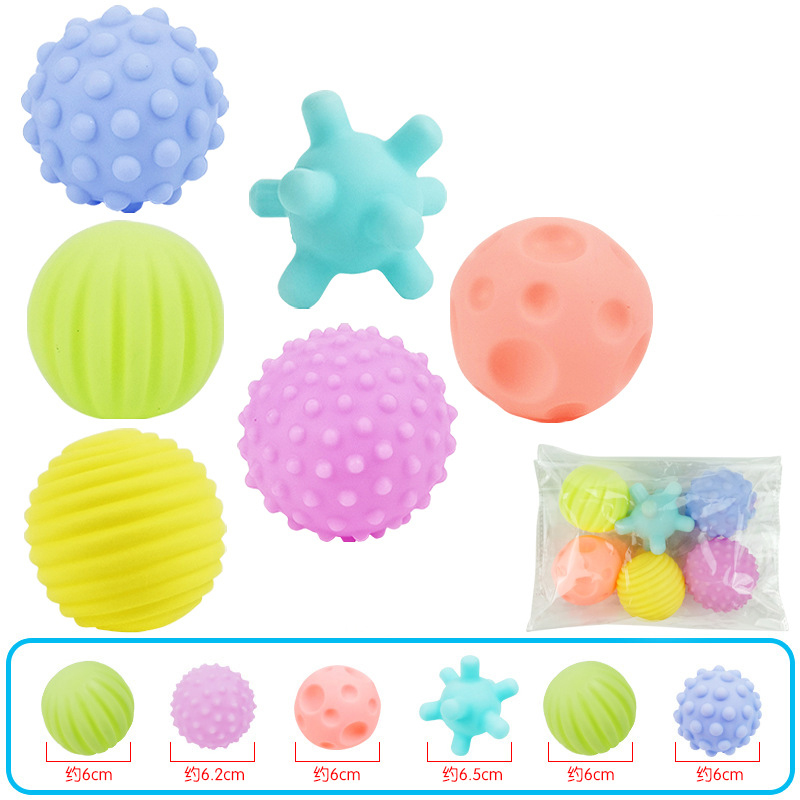 (Macarone POP) Textured Multi Ball Set Develop baby Tactile Senses Toy Baby Touch Hand Ball Toys Children Training Ball Massage Soft Balls