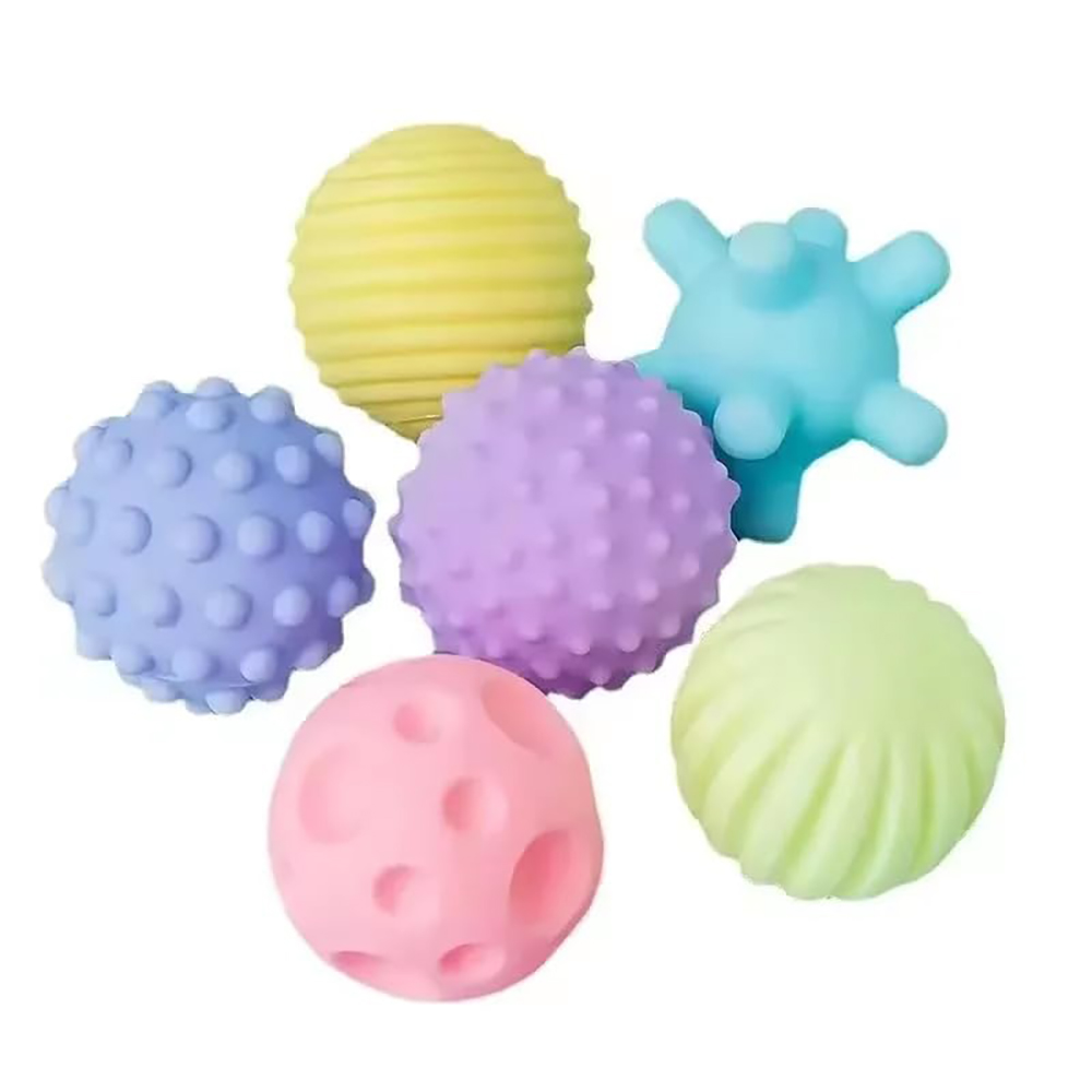 (Macarone POP) Textured Multi Ball Set Develop baby Tactile Senses Toy Baby Touch Hand Ball Toys Children Training Ball Massage Soft Balls