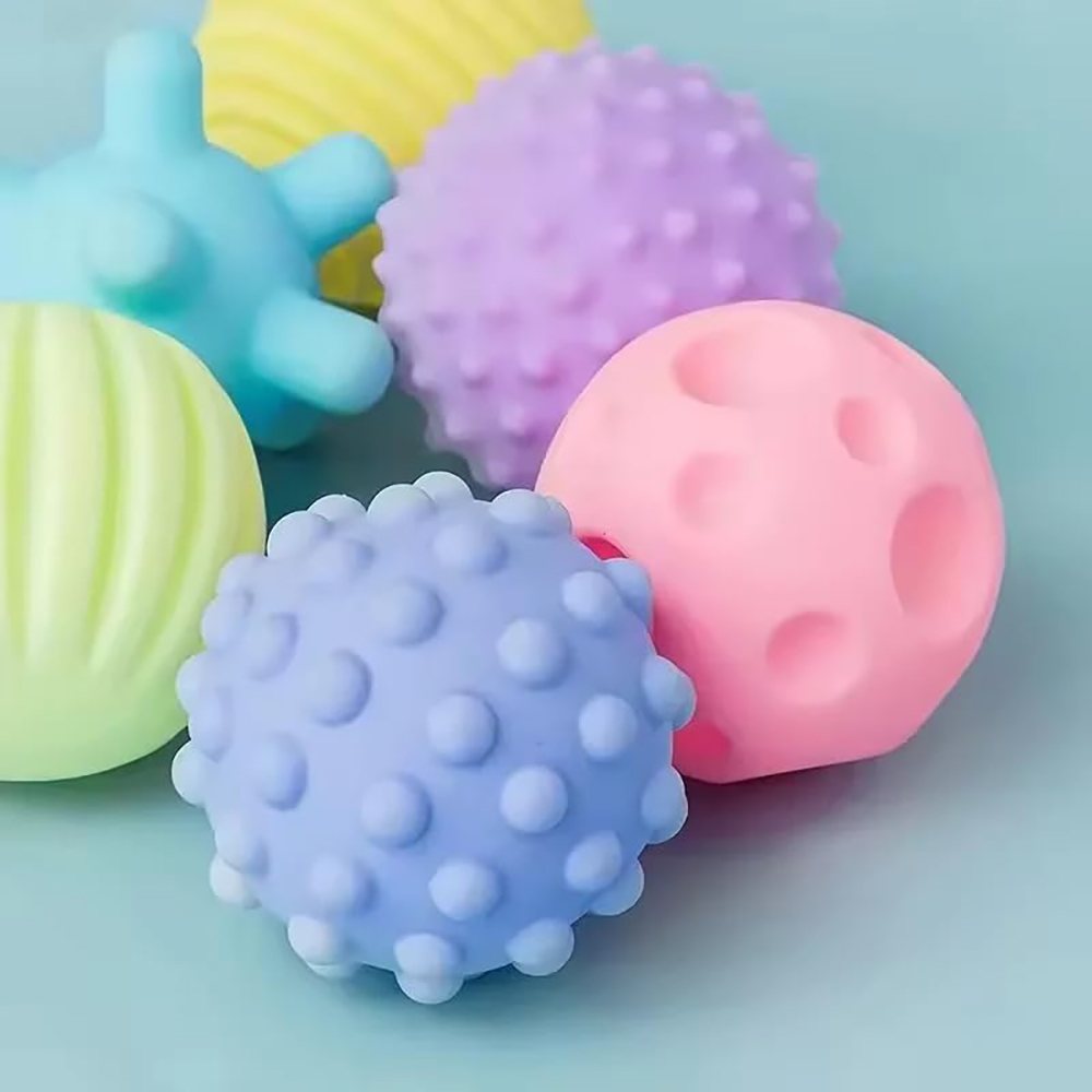 (Macarone POP) Textured Multi Ball Set Develop baby Tactile Senses Toy Baby Touch Hand Ball Toys Children Training Ball Massage Soft Balls