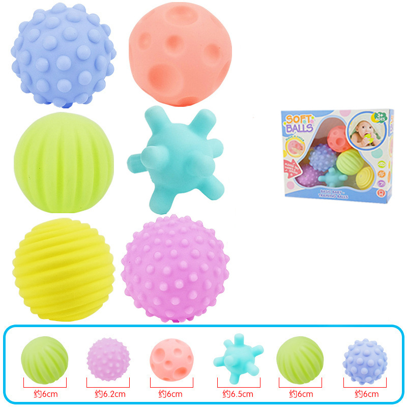 (Macarone POP) Textured Multi Ball Set Develop baby Tactile Senses Toy Baby Touch Hand Ball Toys Children Training Ball Massage Soft Balls