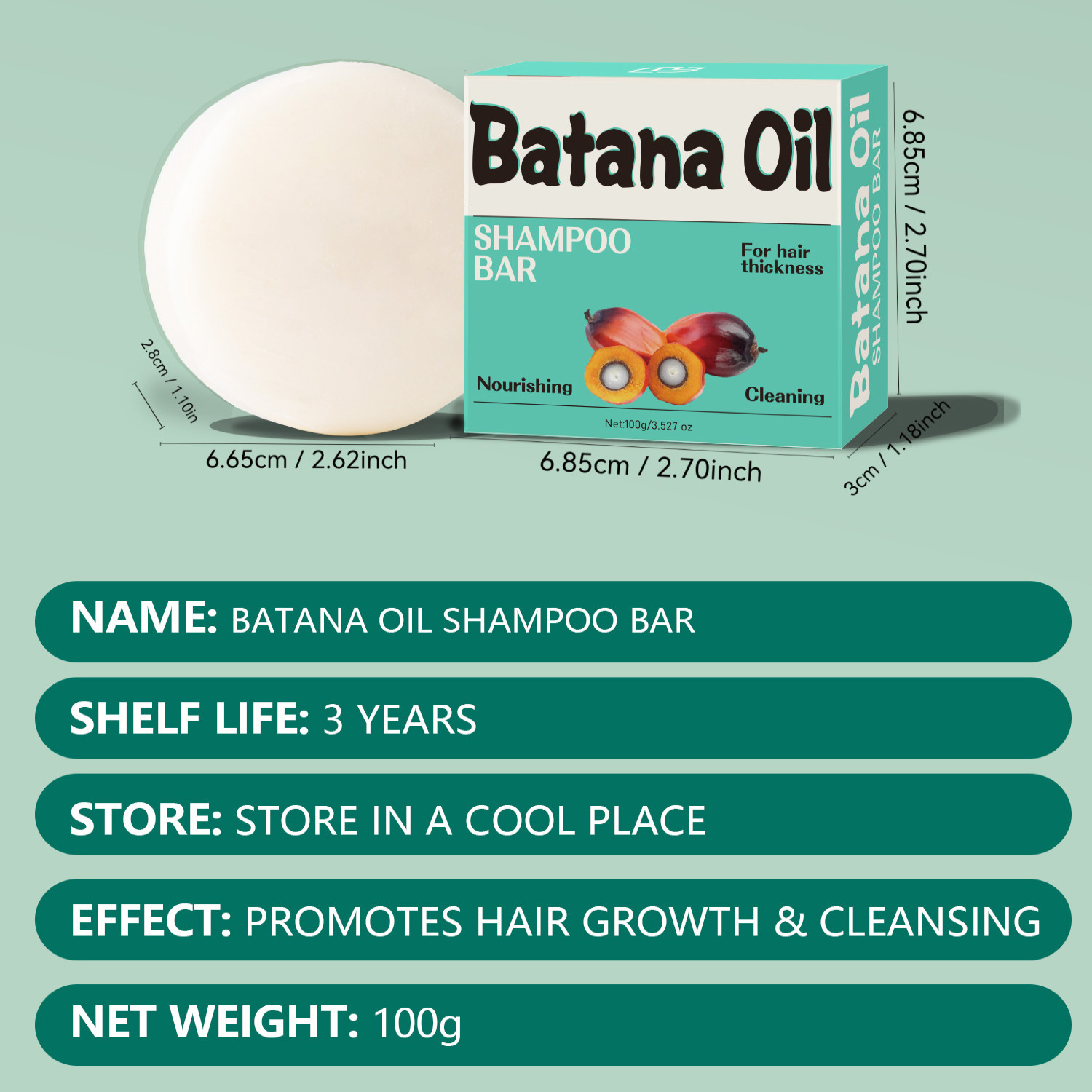 Batana Shampoo Bar Strengthening Repairing For Dry Frizzy Hair Daily Scalp Nourishing Care 100g