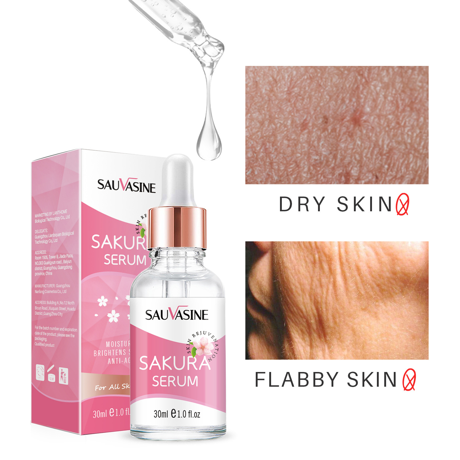 Sakura Essence Serum Gentle Moisturizing Nourishing For Dry Skin Daily Face Care Treatment 30ml