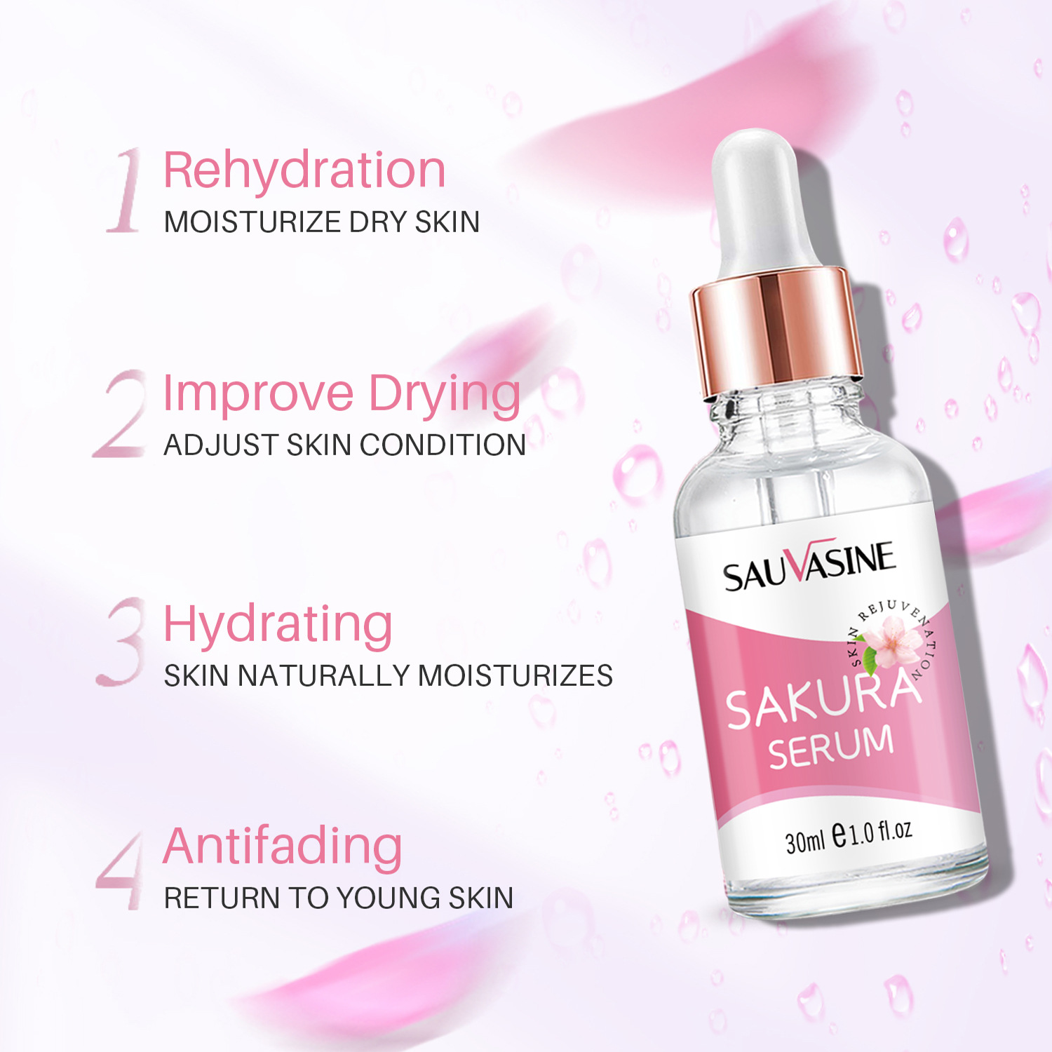 Sakura Essence Serum Gentle Moisturizing Nourishing For Dry Skin Daily Face Care Treatment 30ml
