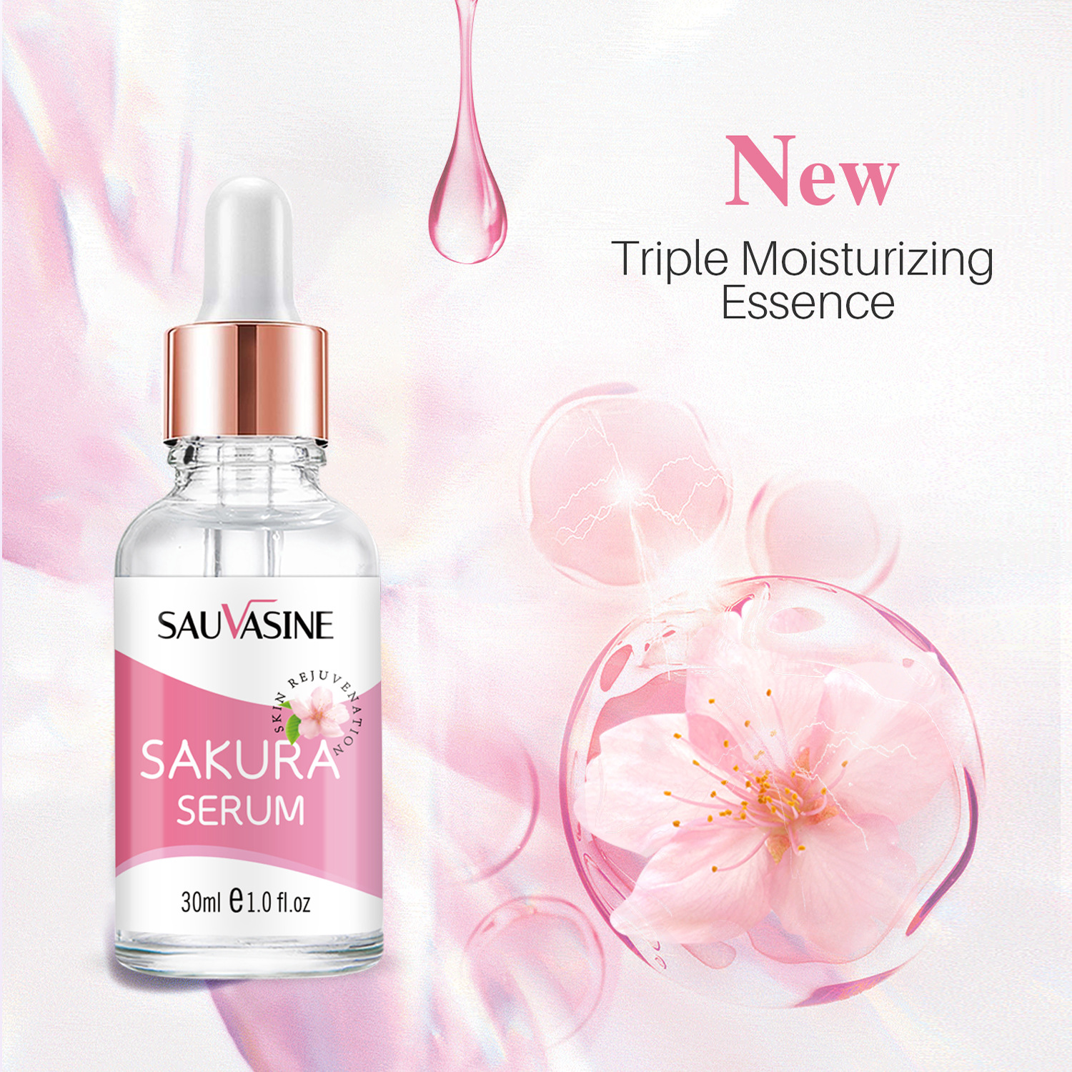 Sakura Essence Serum Gentle Moisturizing Nourishing For Dry Skin Daily Face Care Treatment 30ml