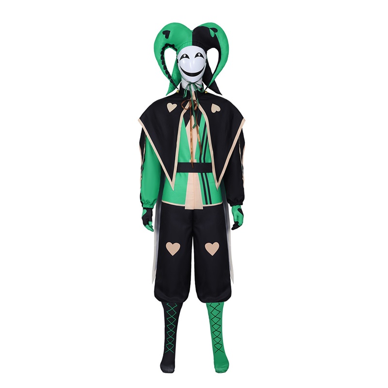 (XXL) Harlequin Freak Circus Cosplay Outfit Halloween Grotesque Circus Leather Role Play Costume