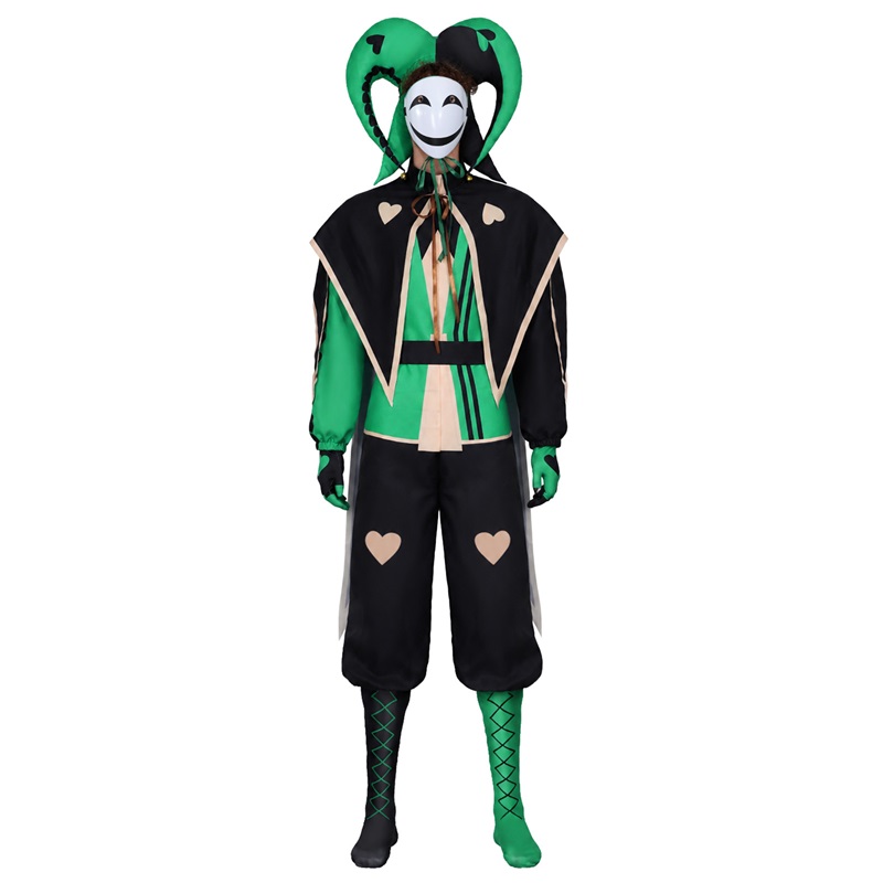 (XXL) Harlequin Freak Circus Cosplay Outfit Halloween Grotesque Circus Leather Role Play Costume