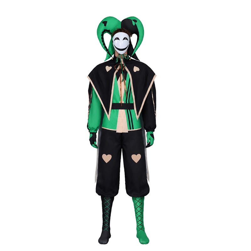 (XXL) Harlequin Freak Circus Cosplay Outfit Halloween Grotesque Circus Leather Role Play Costume