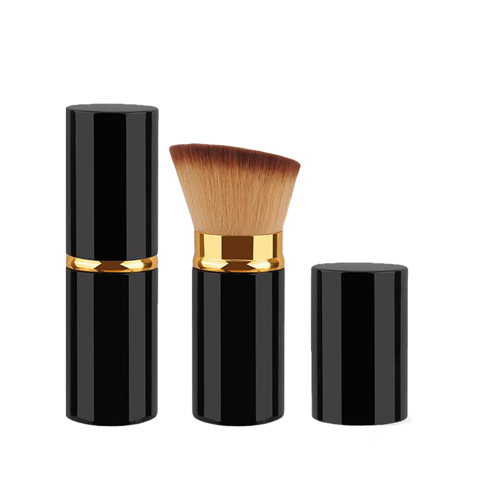 Large Black Gold Brown Bristle Angled Brush Daily Blush Foundation Cosmetic Facial Portable Care Tool