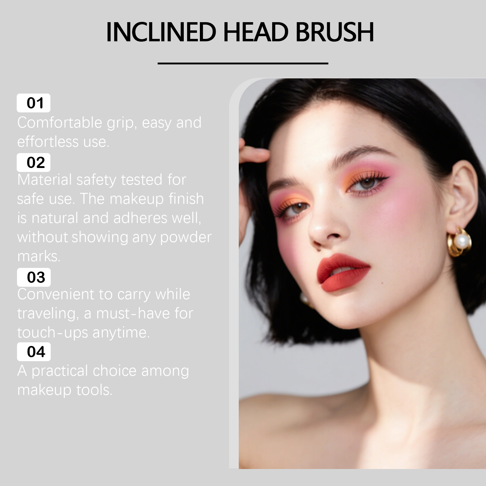 Large Black Gold Brown Bristle Angled Brush Daily Blush Foundation Cosmetic Facial Portable Care Tool