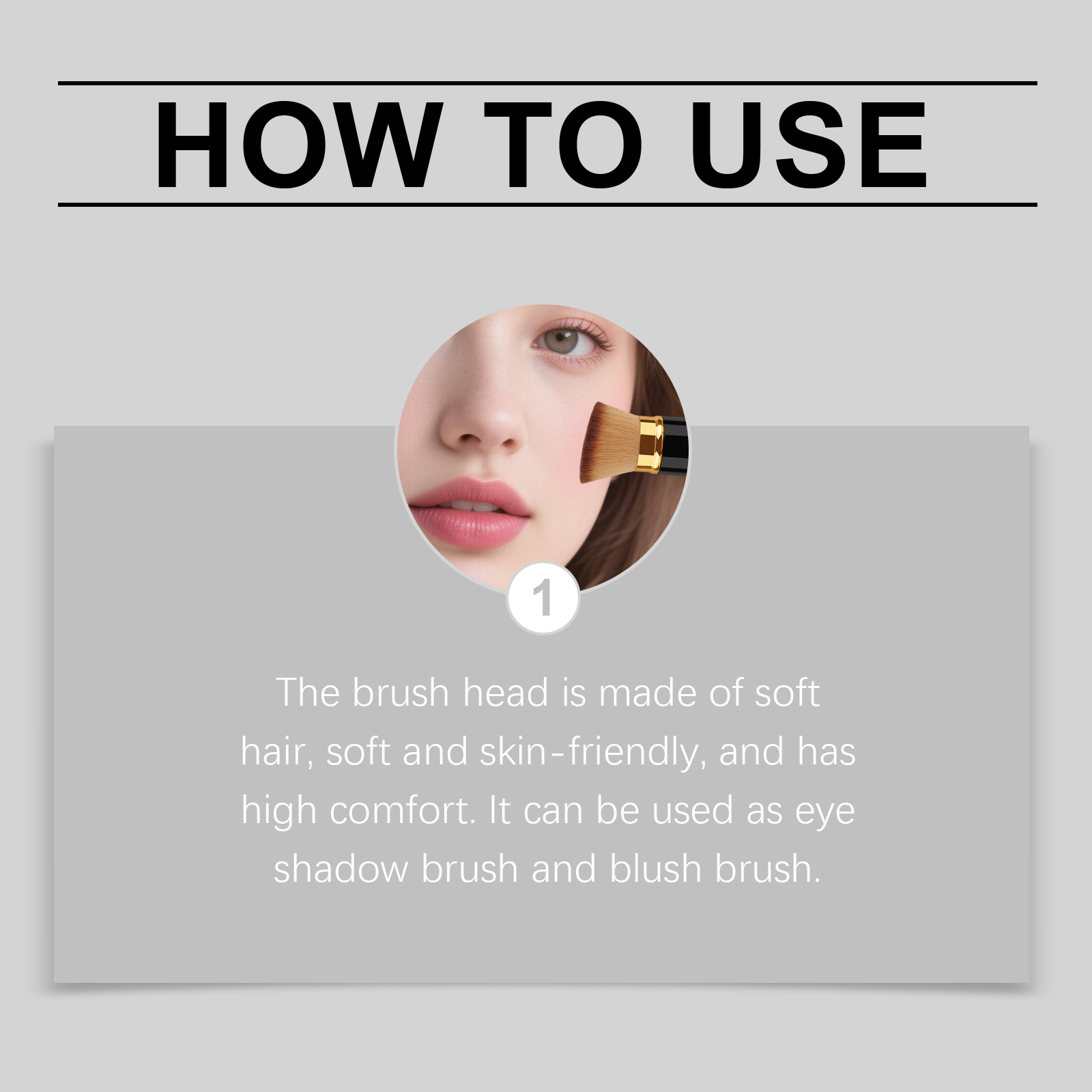 Large Black Gold Brown Bristle Angled Brush Daily Blush Foundation Cosmetic Facial Portable Care Tool