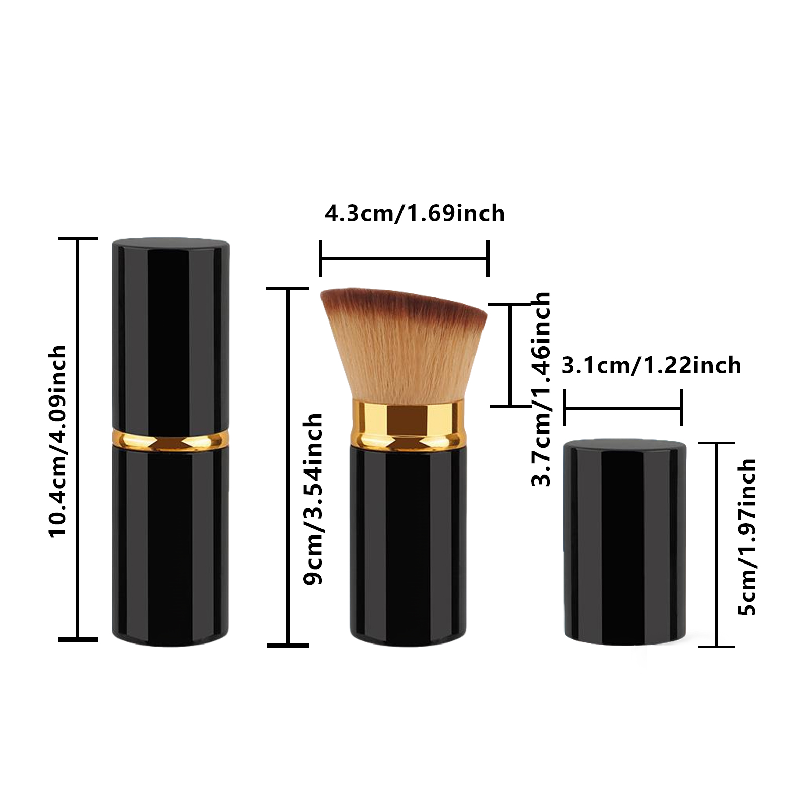 Large Black Gold Brown Bristle Angled Brush Daily Blush Foundation Cosmetic Facial Portable Care Tool