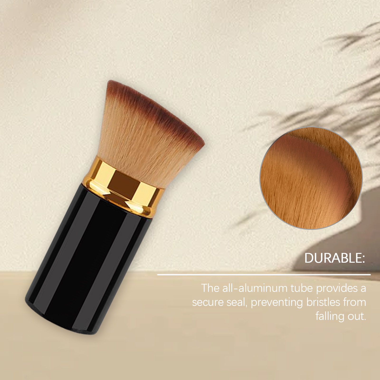 Large Black Gold Brown Bristle Angled Brush Daily Blush Foundation Cosmetic Facial Portable Care Tool