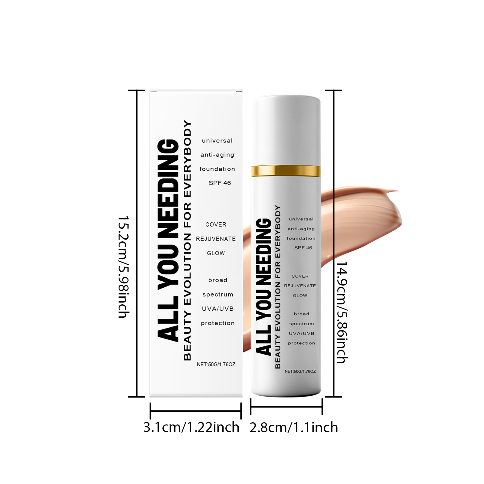 Light Protective Foundation Natural Fit Glossy Thin Hydrating Long Lasting No Fading Create Clear Makeup Look