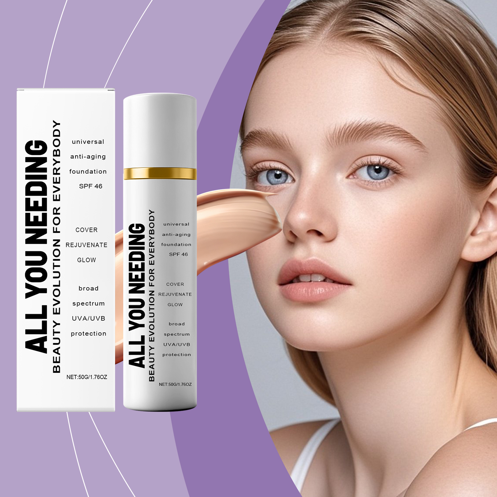 Light Protective Foundation Natural Fit Glossy Thin Hydrating Long Lasting No Fading Create Clear Makeup Look