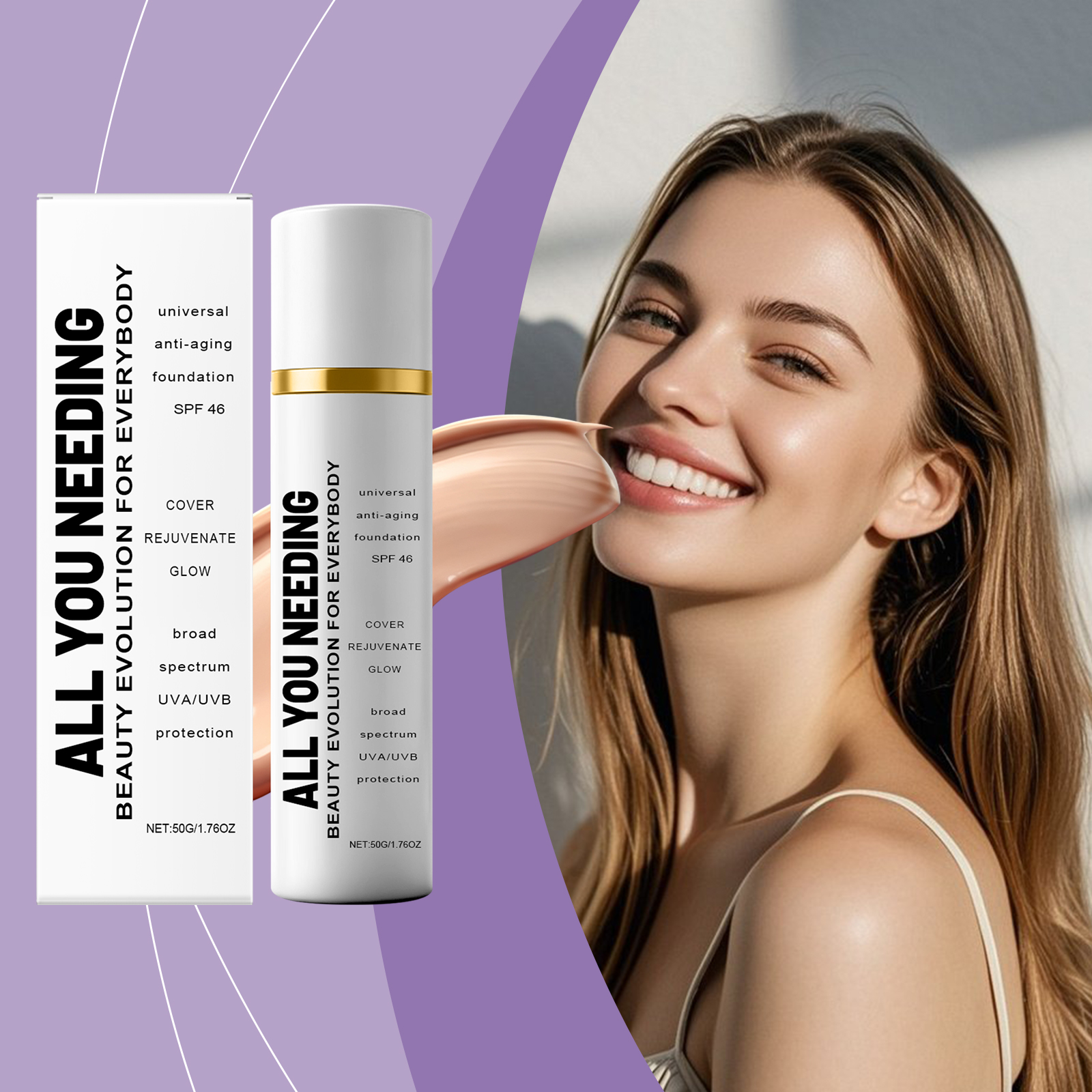 Light Protective Foundation Natural Fit Glossy Thin Hydrating Long Lasting No Fading Create Clear Makeup Look