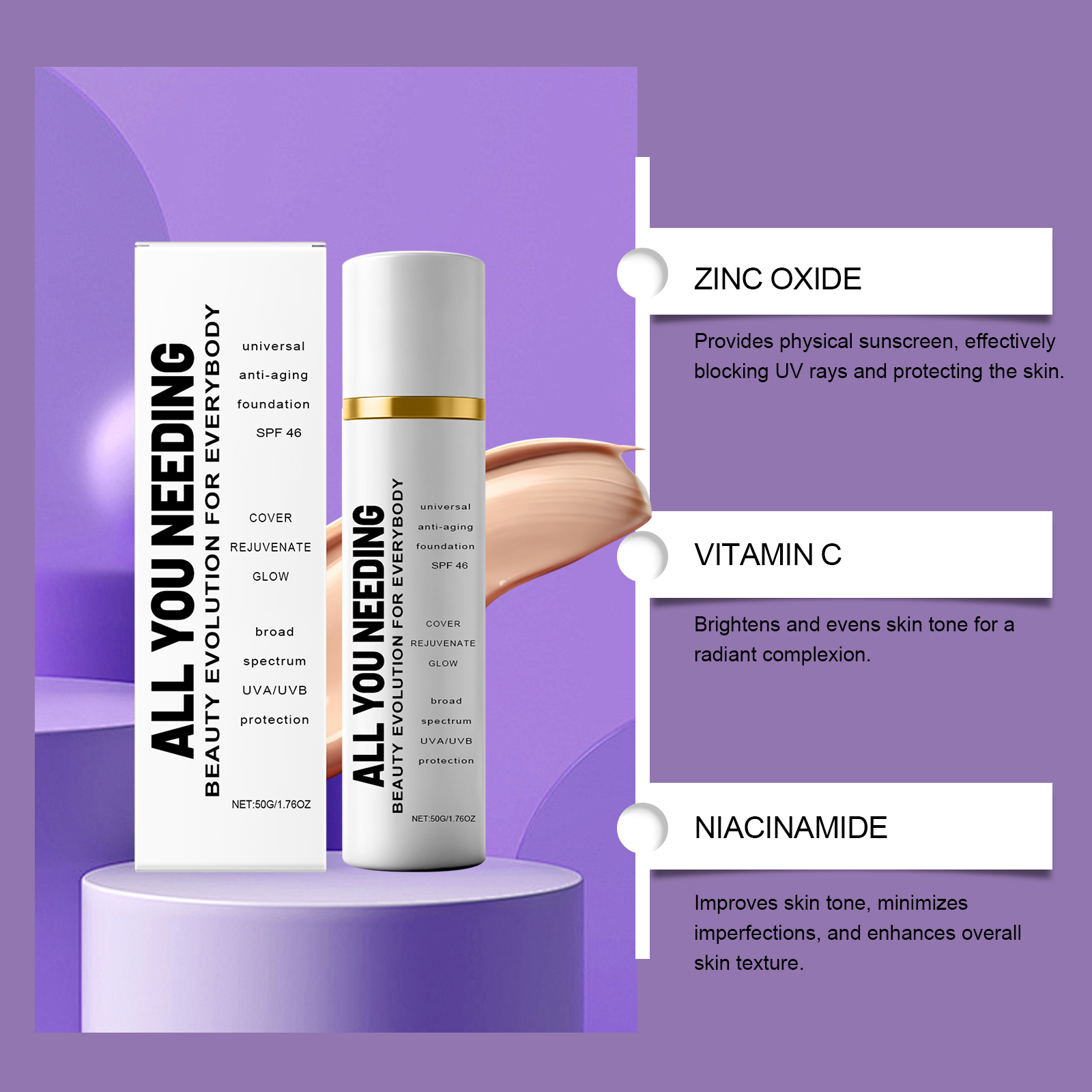 Light Protective Foundation Natural Fit Glossy Thin Hydrating Long Lasting No Fading Create Clear Makeup Look