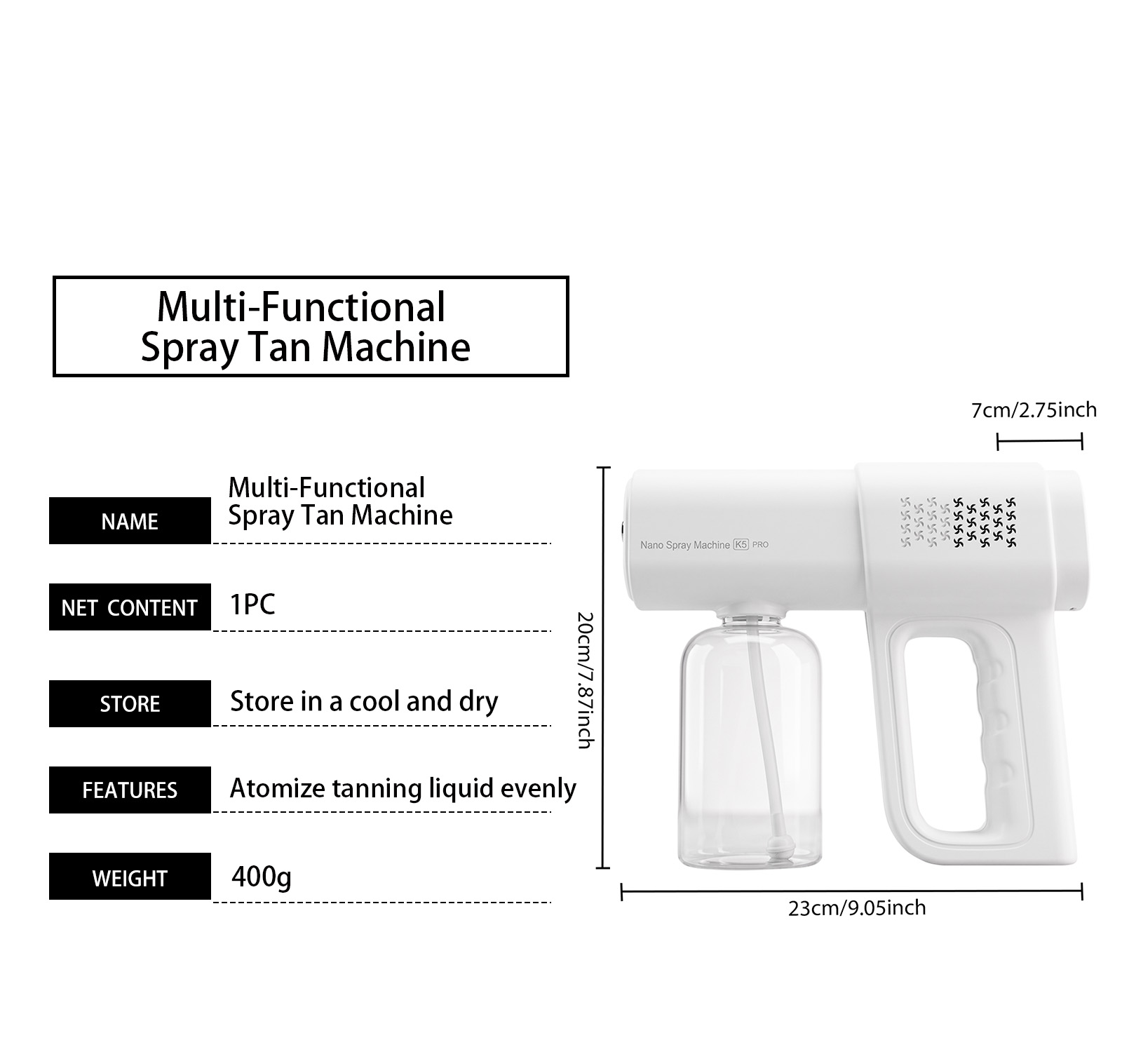 Multi Functional Spray Tanning Device Even Coloring Natural Delicate Skin Care Light Compact Daily Maintenance
