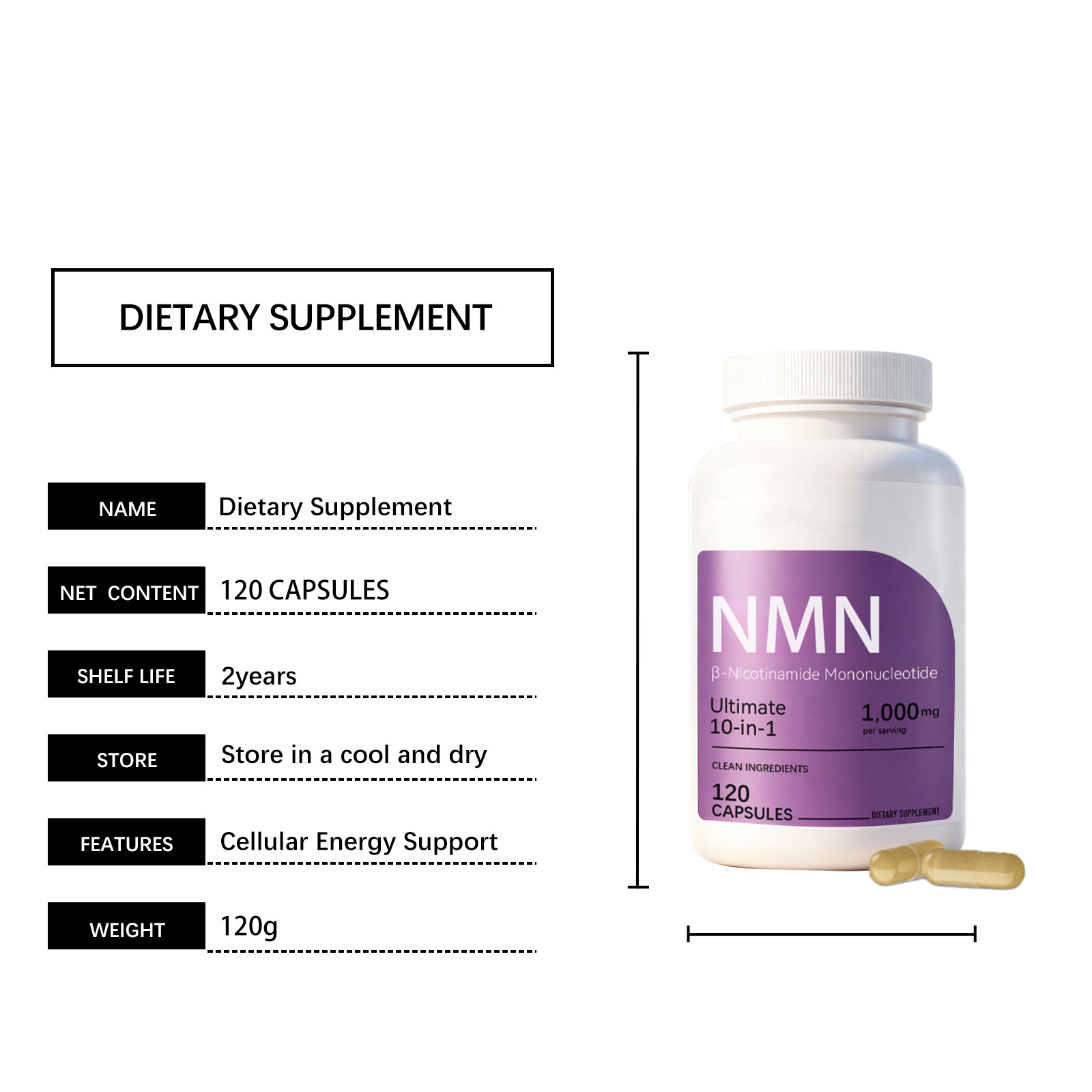 Nmn Capsule Energy Support Oxidation Balance Health Maintain Age Manage Body Care All Age Group Diet Supplement